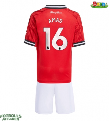 Manchester United Amad Diallo #16 Hemmaställ Barn 2025-26 Kortärmad (+ Korta byxor)